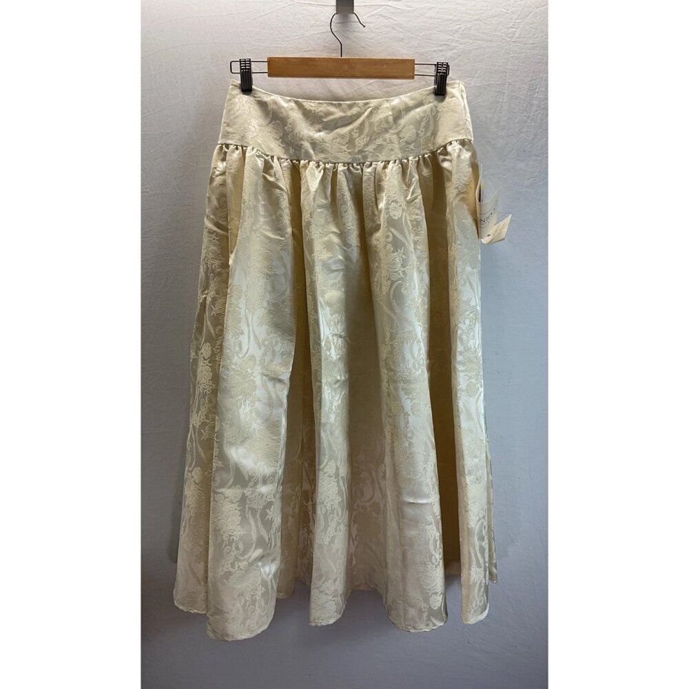 NEW Vtg SCOTT MCCLINTOCK‎  maxi satin SKIRT Ivory damask Formal size 12 80's Y2K